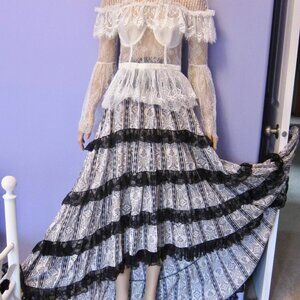 A STEP IN TIME LIP SERVICE PUNK STEAMPUNK GOTH VICTORIA PRINT FULL MAXI SKIRT